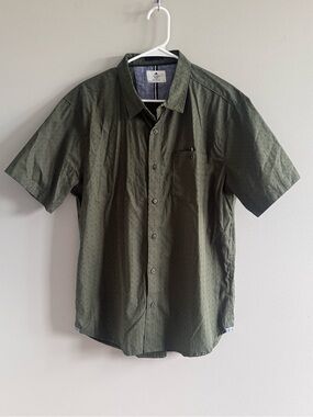 Level Ten Men’s Couture Olive Geometric Button Front Shirt Large